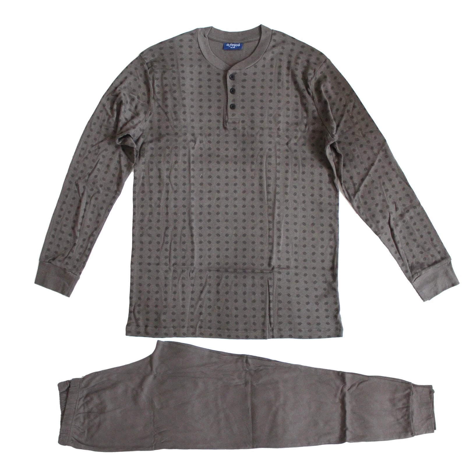 Men's XL Pyjamas - Dark Grey Top & Bottoms with Dash Pattern - XL - EXTRA LARGE