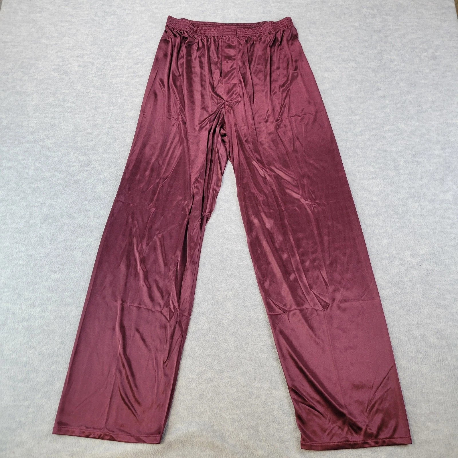 Stafford Pajama Set Satin Madeira Wine Sleepwear L/S Shirt & Pants Mens M NWT