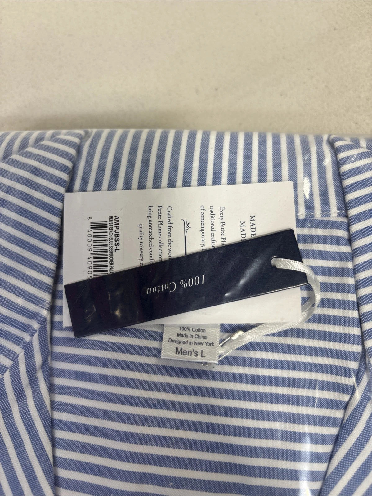 PETITE PLUME MENS SEERSUCKER PAJAMA SET SIZE LARGE