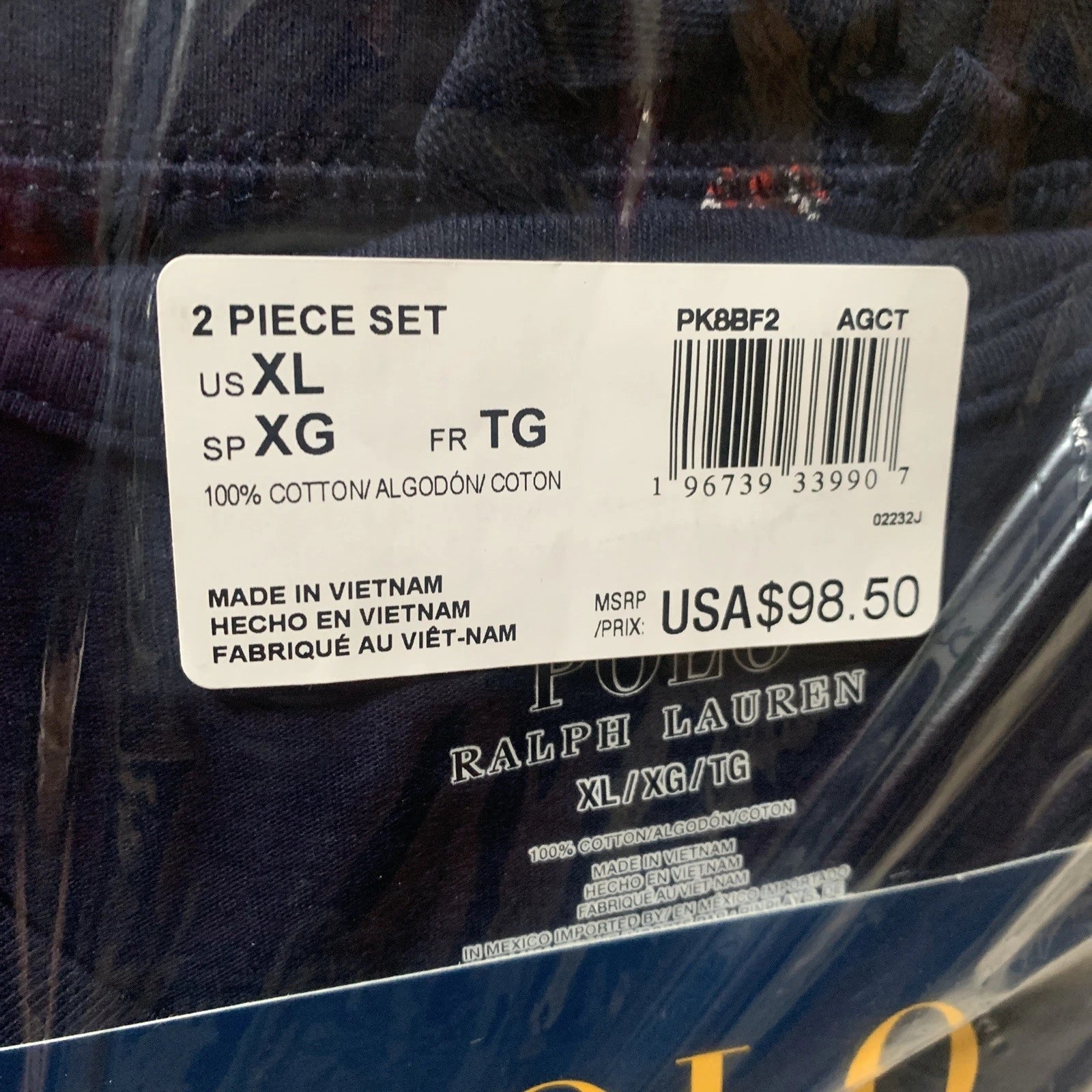 NEW Ralph Lauren Polo Mens XL Pajama Set Teddy Bear Black Cotton Long Sleeve RL