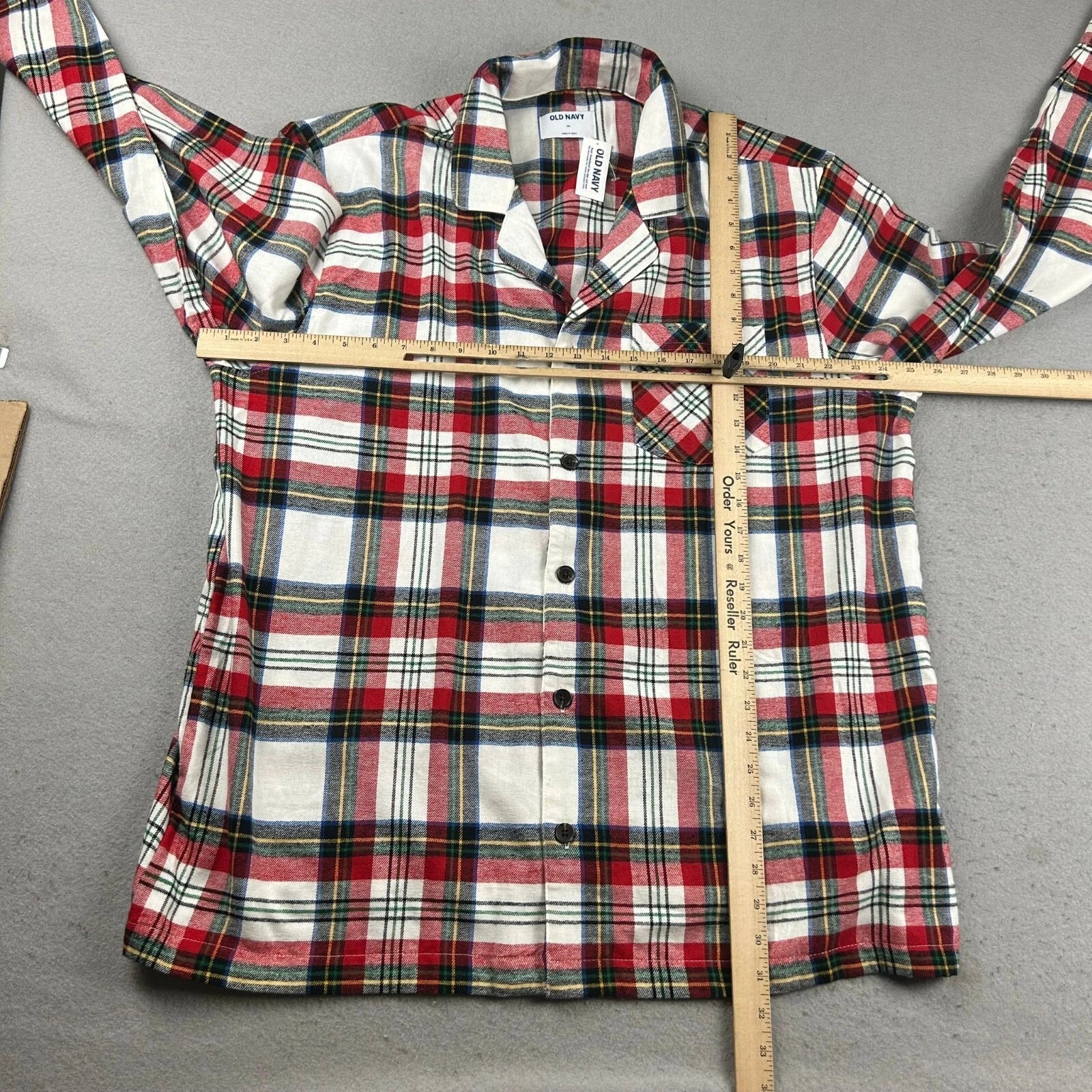 Old Navy Pajama Set Mens XL Red Plaid Button Up Long Sleeves Shirt Pant NWT