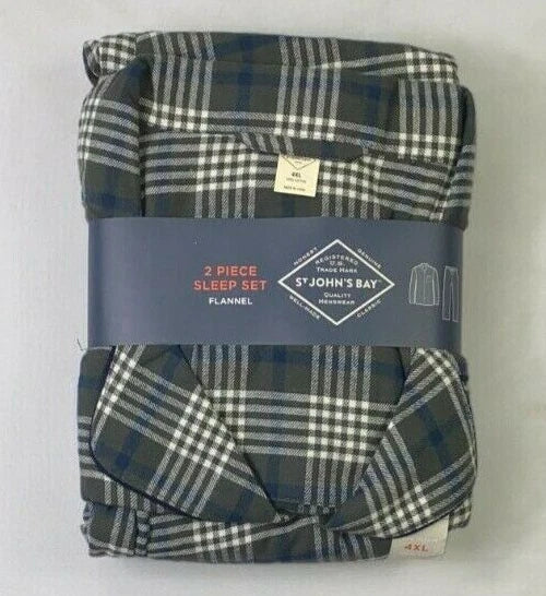 NEW Men's  St. John's Bay 2 Piece Flannel Plaid Pajama Sleep Set