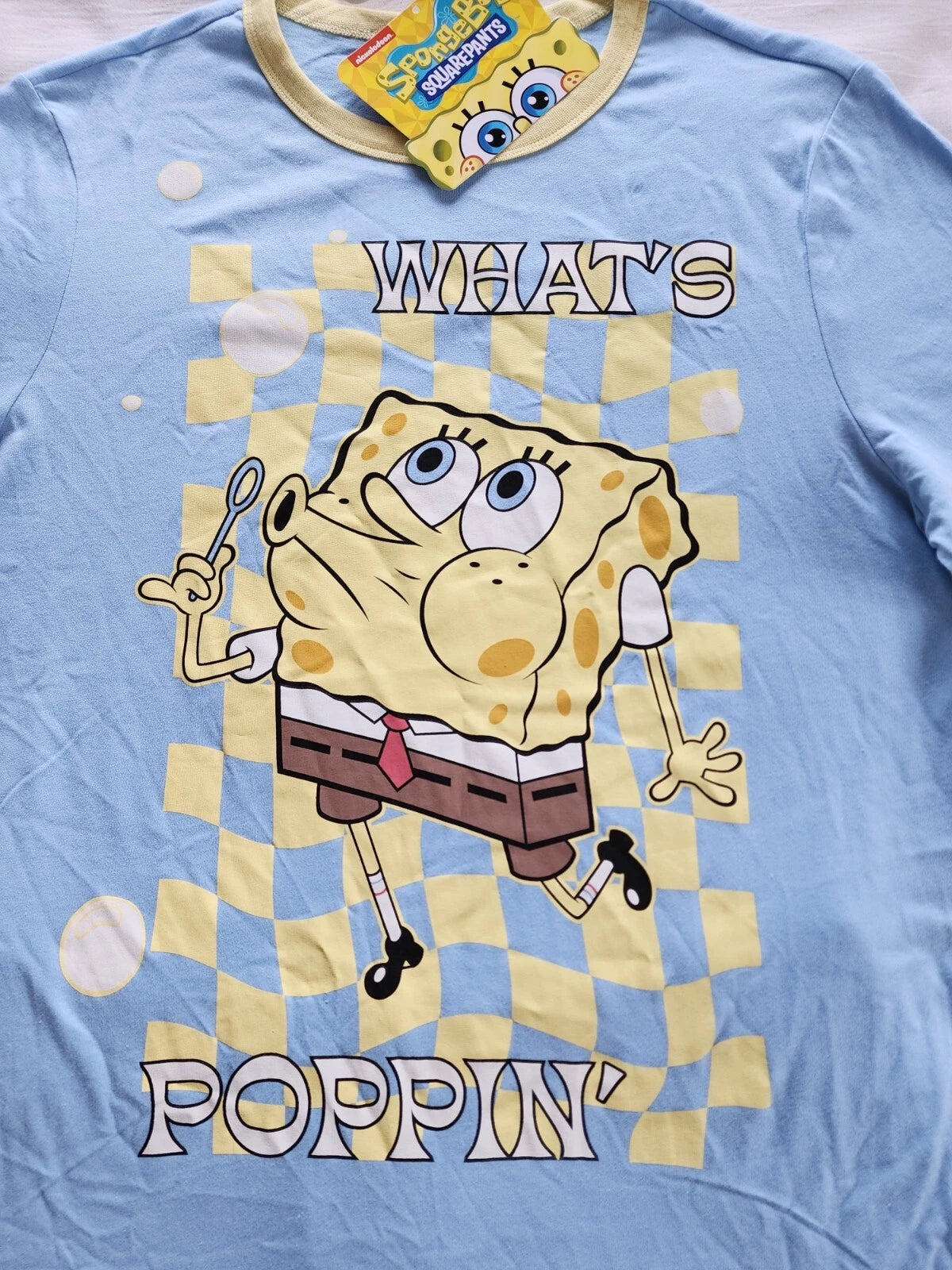 Spongebob Squarepants Mens Whats Poppin Printed 2 Piece Pyjama Set Size XL New