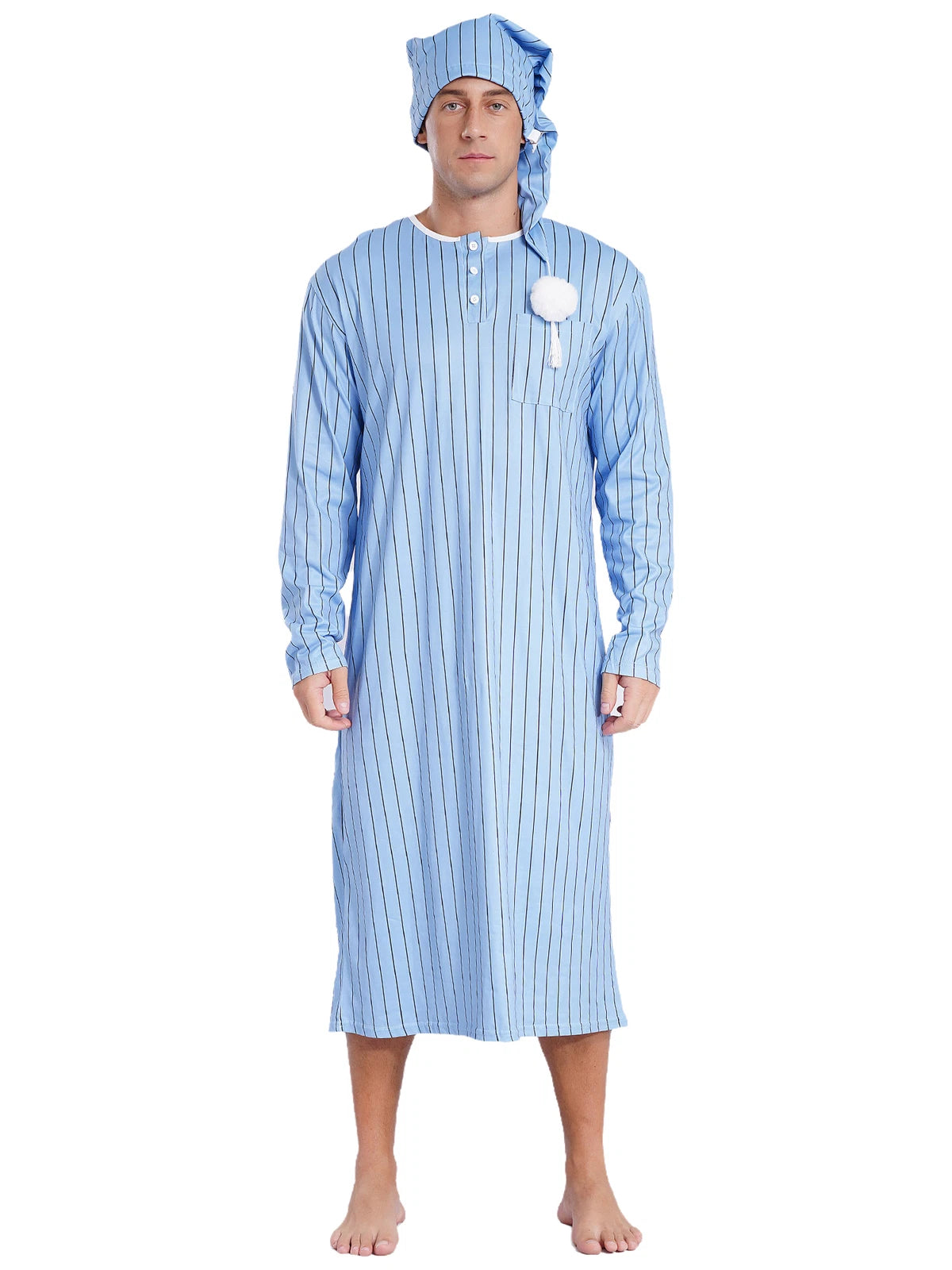 Mens Nightgowns Saudi Nightwear Plaid Pajamas Nightshirt Loungewear Sleeping Up