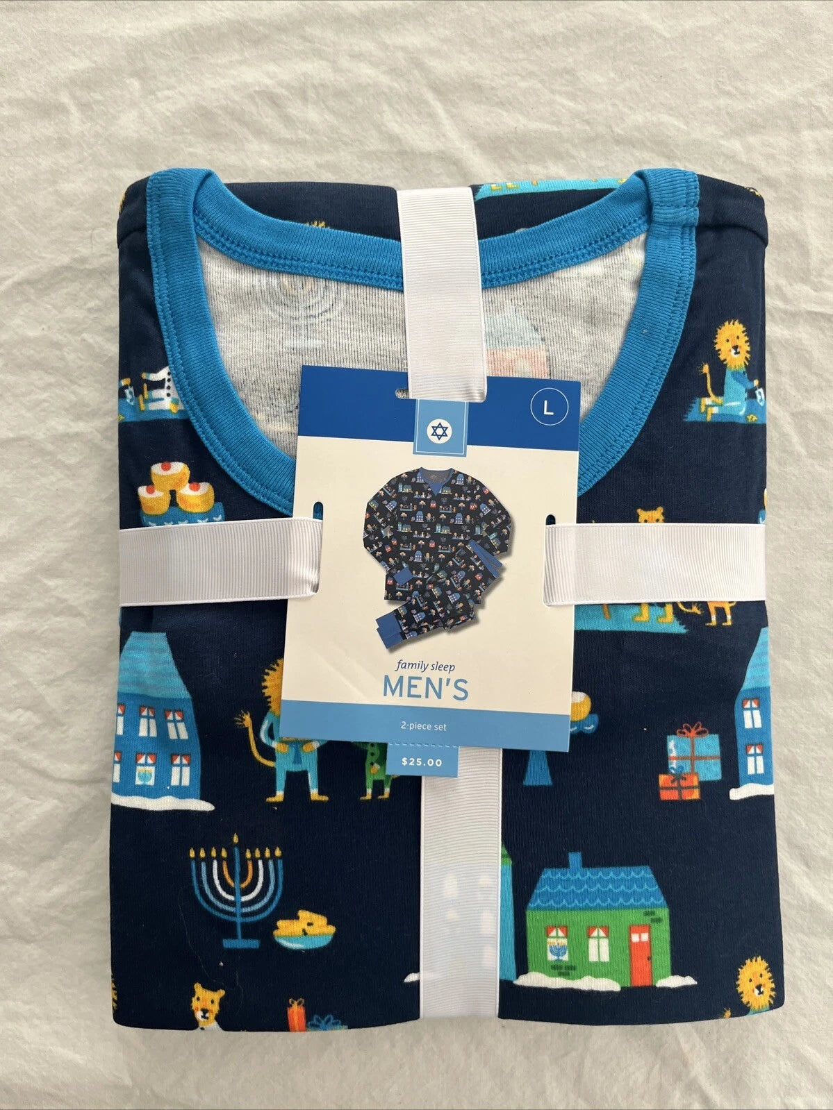 Wondershop Men's Hanukkah Lions Pajama 2-Piece Set Cotton Size L  Large NEW