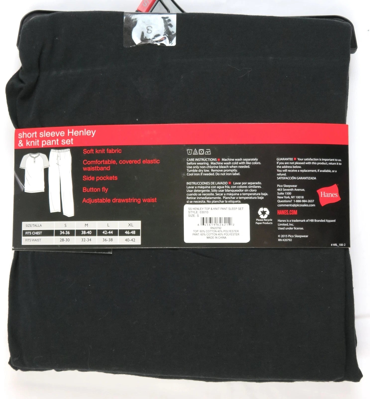 Men's Hanes Henley Tee Shirt and Pants Sleep Set