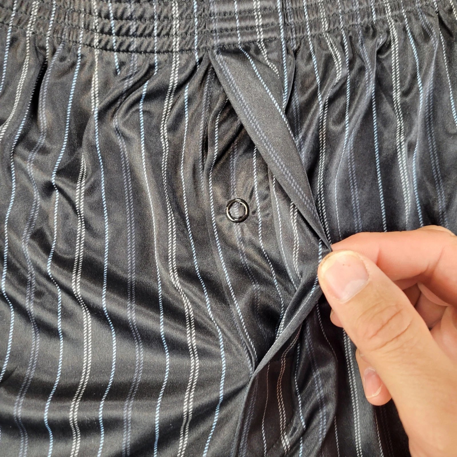 Stafford Pajama Set Satin Black Stripe Sleepwear S/S Shirt & Shorts Mens MT NWT