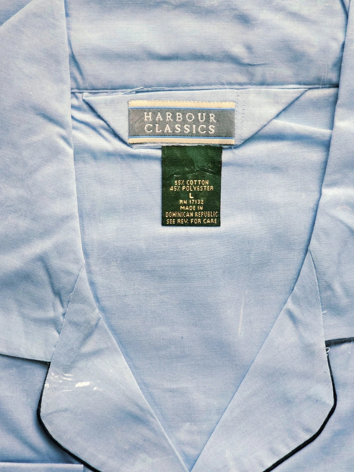 VTG Harbour Classics Broadcloth Pajamas Mens Sz L 2pc Longsleeve Pants Blue NEW!