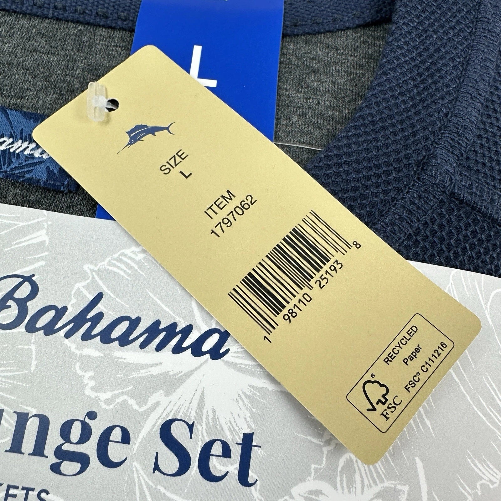 Tommy Bahama Pajamas Men's L Blue Grey Waffle Lounge Set Pants Shirt Thermal