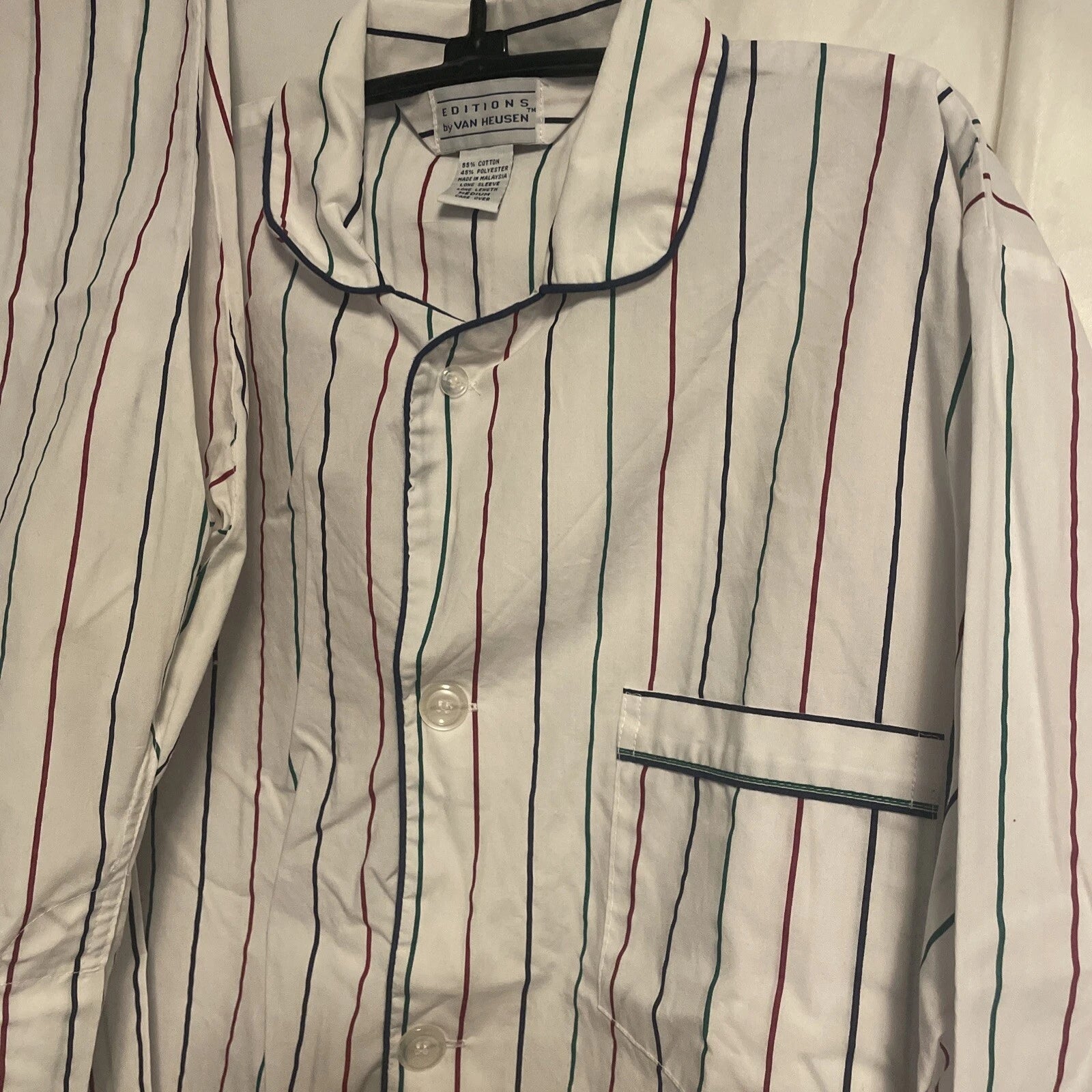 Van Heusen Editions Pajamas Men Size M Striped Cotton Poly PJs Nightwear