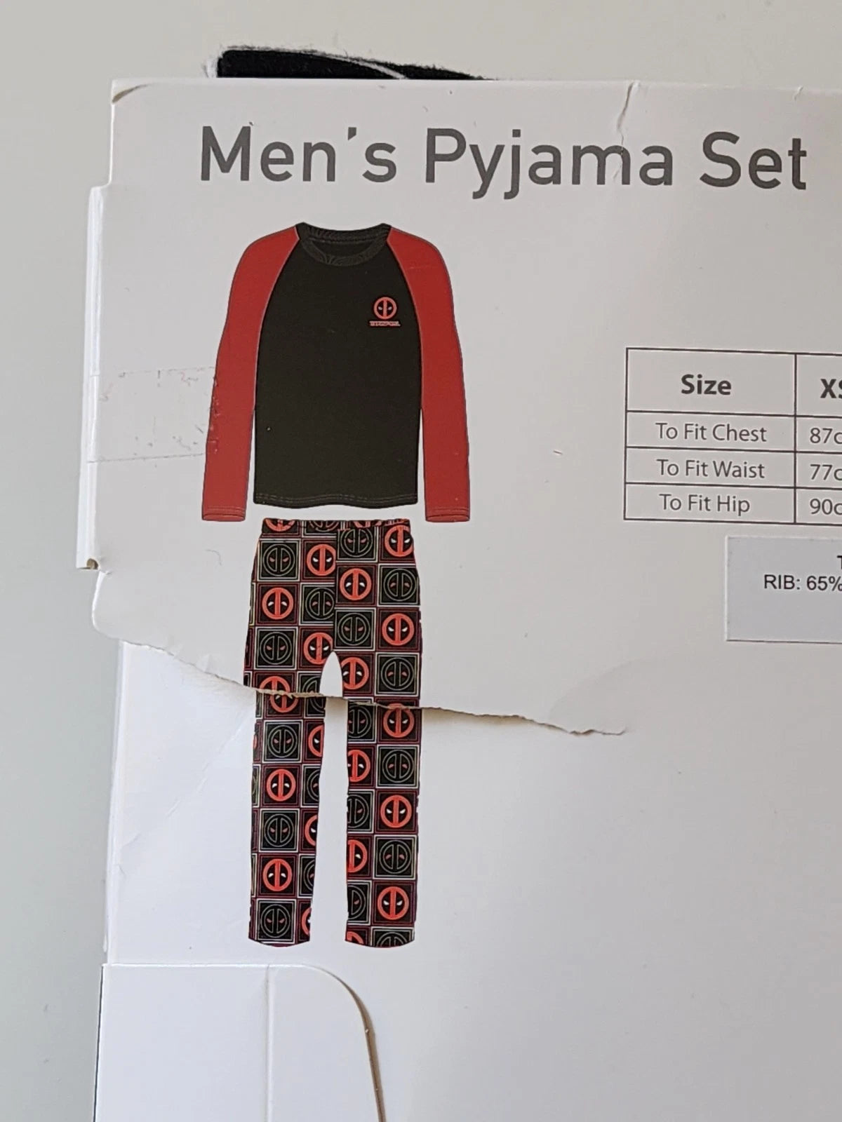 Marvel Deadpool Mens Black Printed 2 Piece Long Sleeve Pyjama Set Size XL New