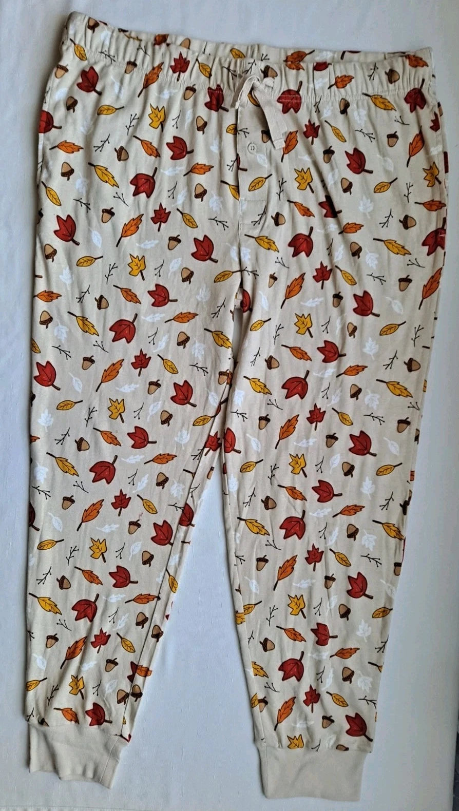 UNBRANDED MENS SZ XL 2-PIECE PAJAMA SET ACORN FALL LONG SLEEVE & PANTS NWT