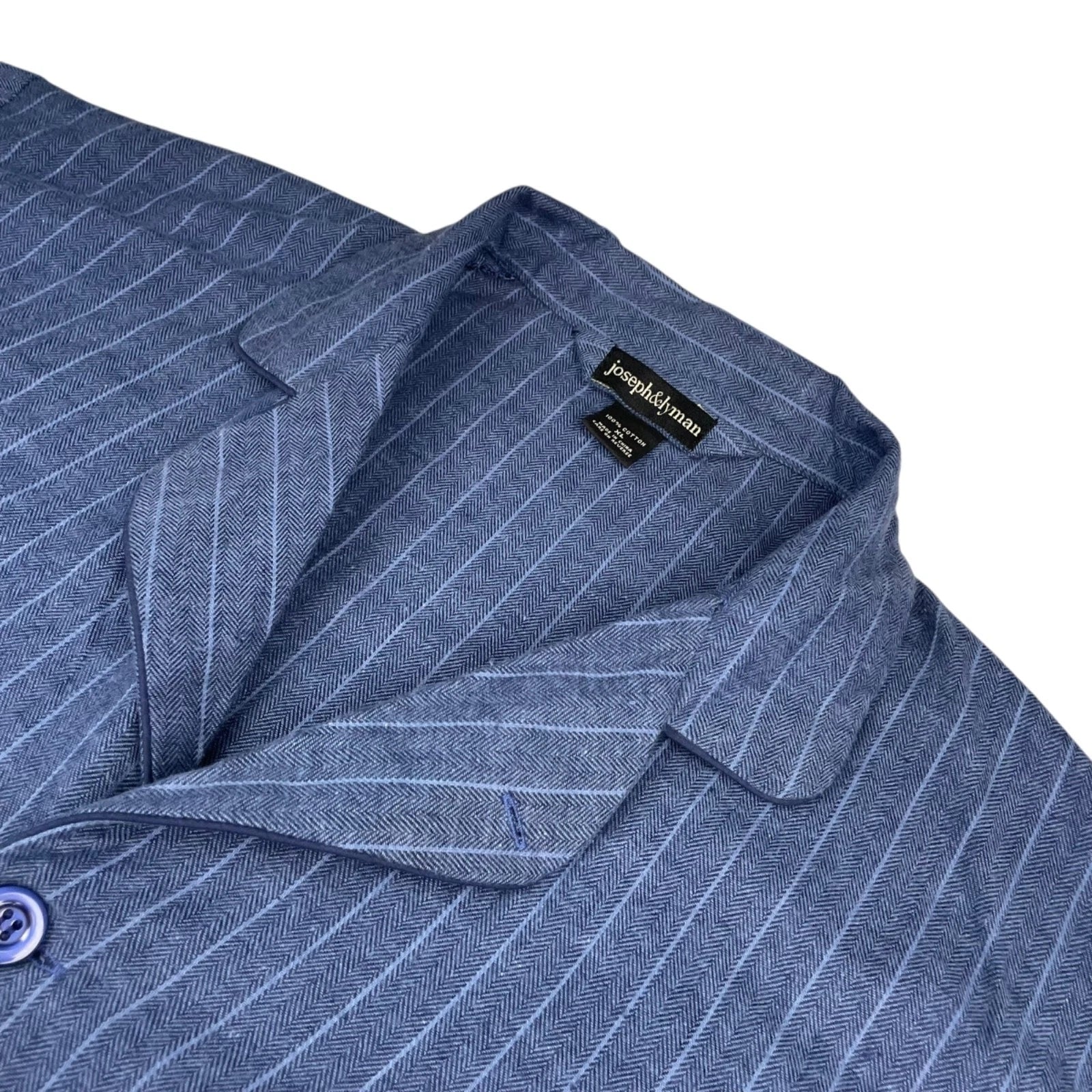NEW Joseph & Lyman Men's Flannel Button Pajama Set Blue Pinstripe • XL