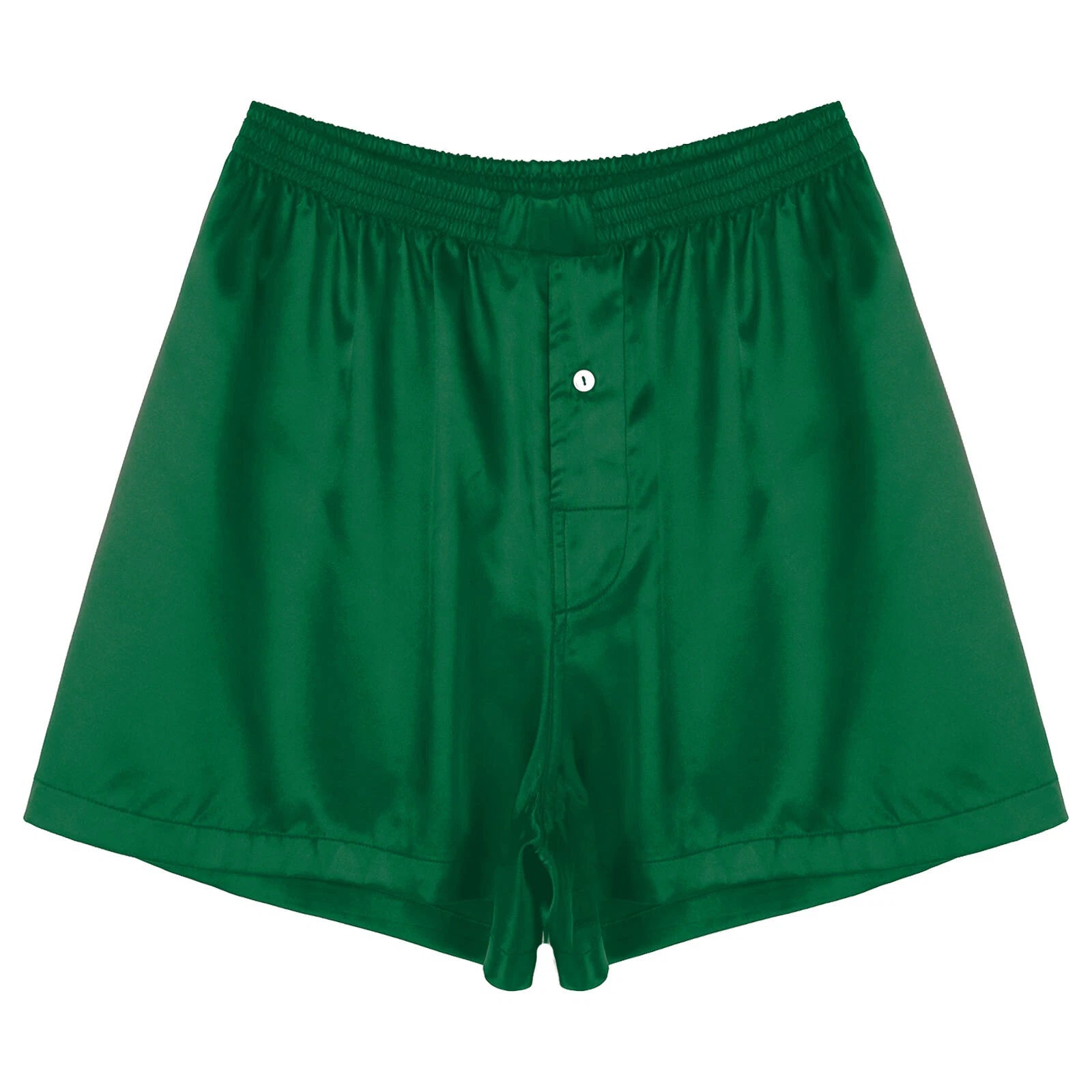 Mens Shiny Satin Pajamas Set Short Sleeves Button Down Shirt with Boxer Short