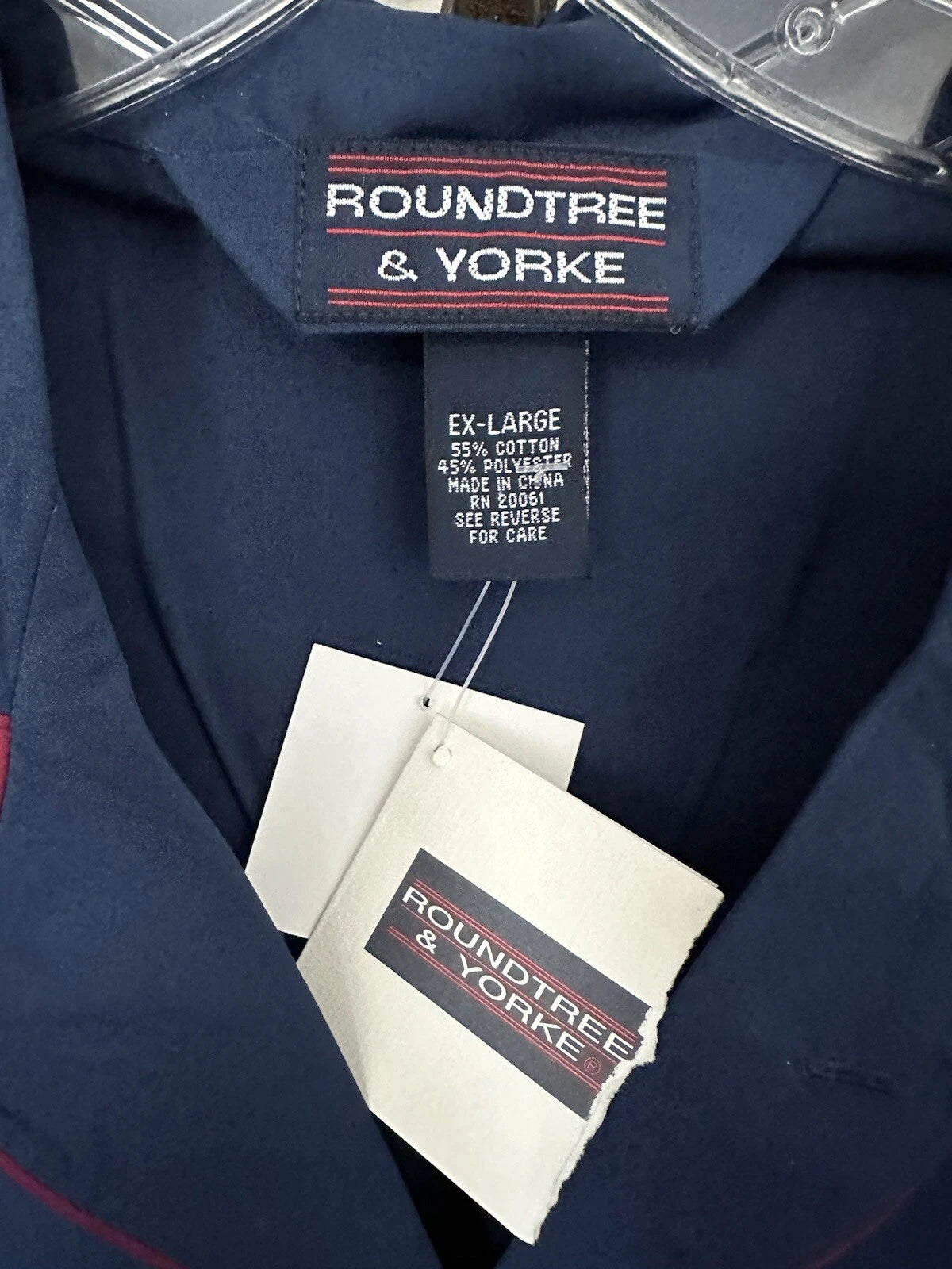 Roundtree & Yorke Long Sleeve Pajama Top & Matching Pajama Pant Set Navy~XL