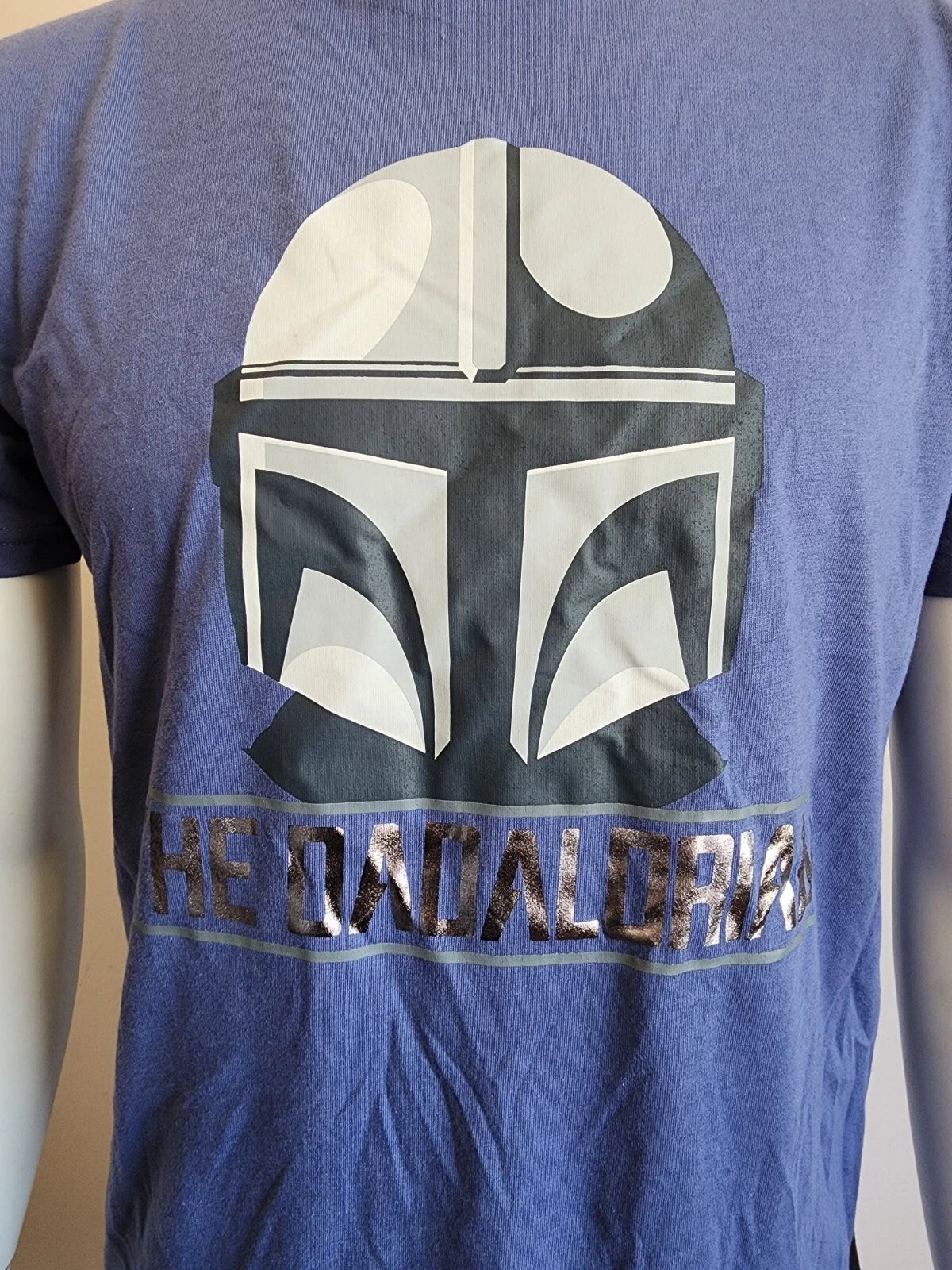 Star Wars Mens Mandalorian Blue Grey Printed 2 Piece Pyjama Set Size S New