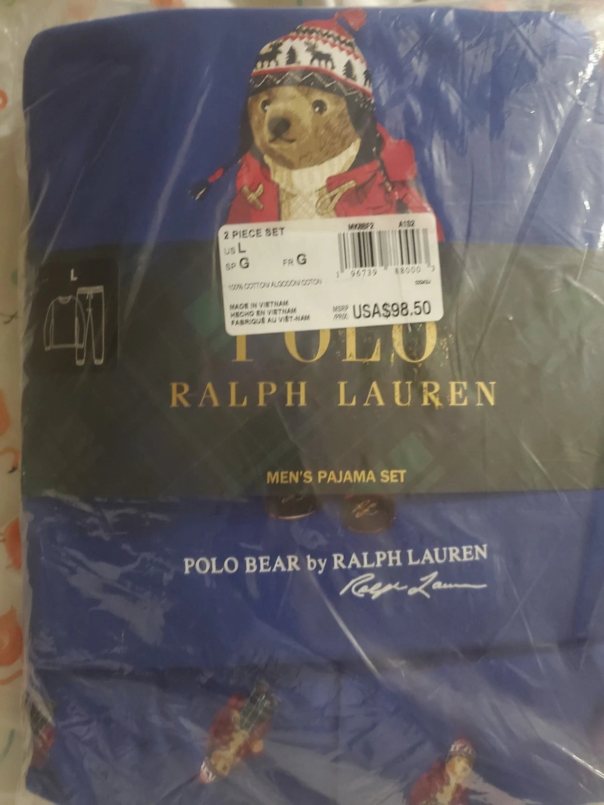 Polo Ralph Lauren Men's 2-Pc. Polo Bear Pajama Set Color Blue Size L