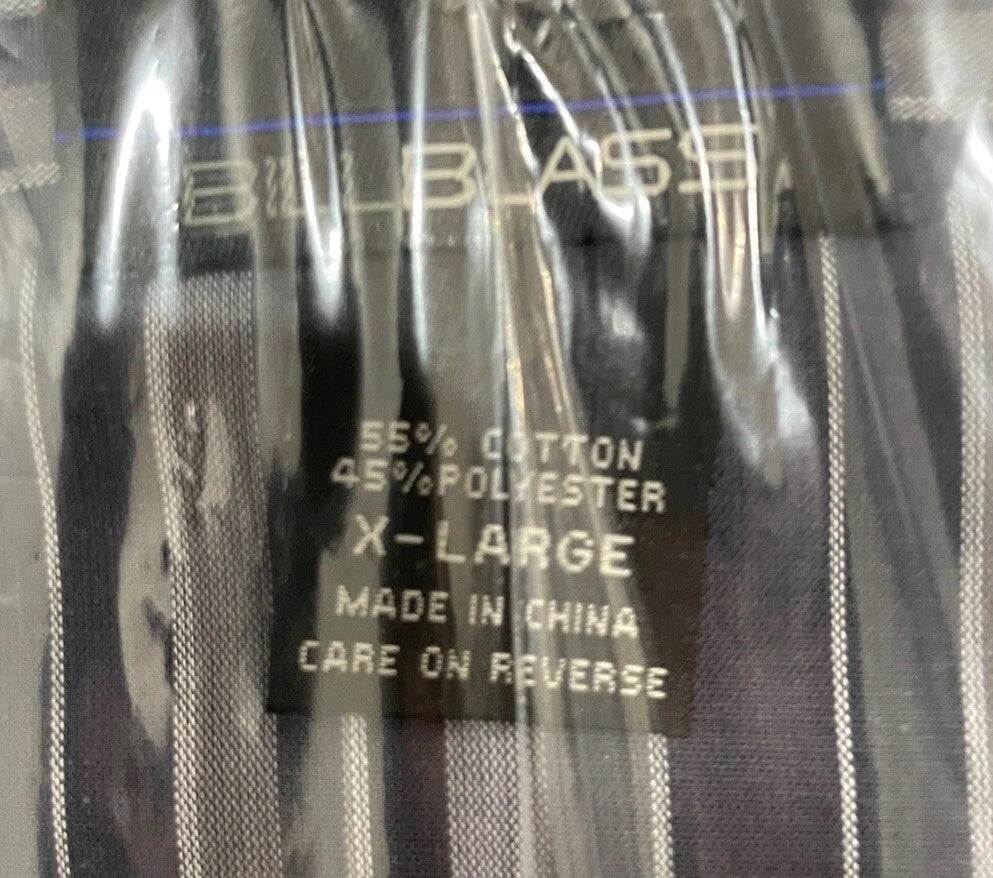 NWT Bill Blass Mens Long Sleeve Long Leg Pajamas Set XL Grey / Blue Cotton/ Poly