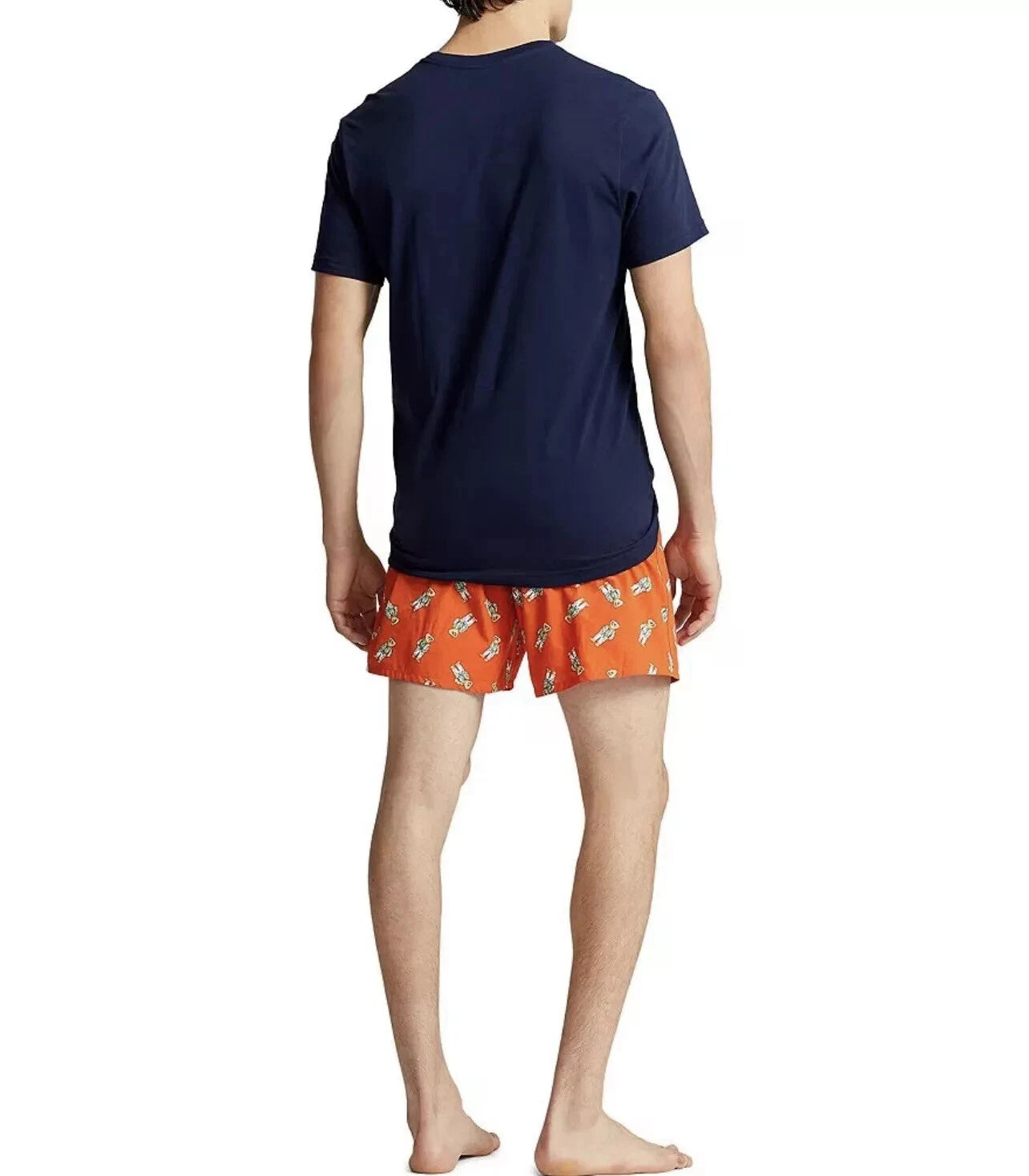 NWT Polo Ralph Lauren Orange/Navy BEACH BEAR Pajama/Undies BOXER SET Men L PONY