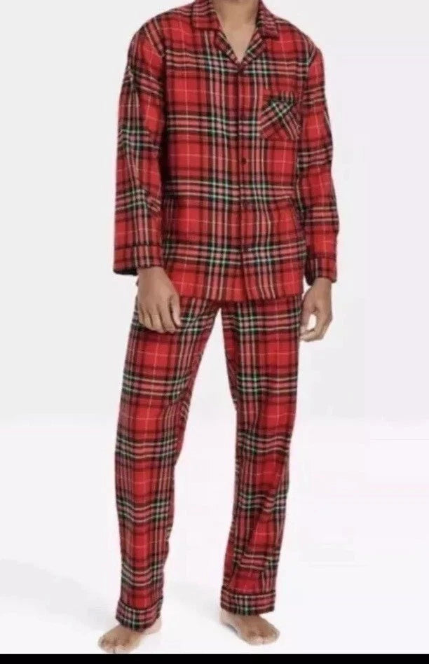 Wondershop Men’s Red Plaid Flannel Pajama Set Size XL Extra Large NEW