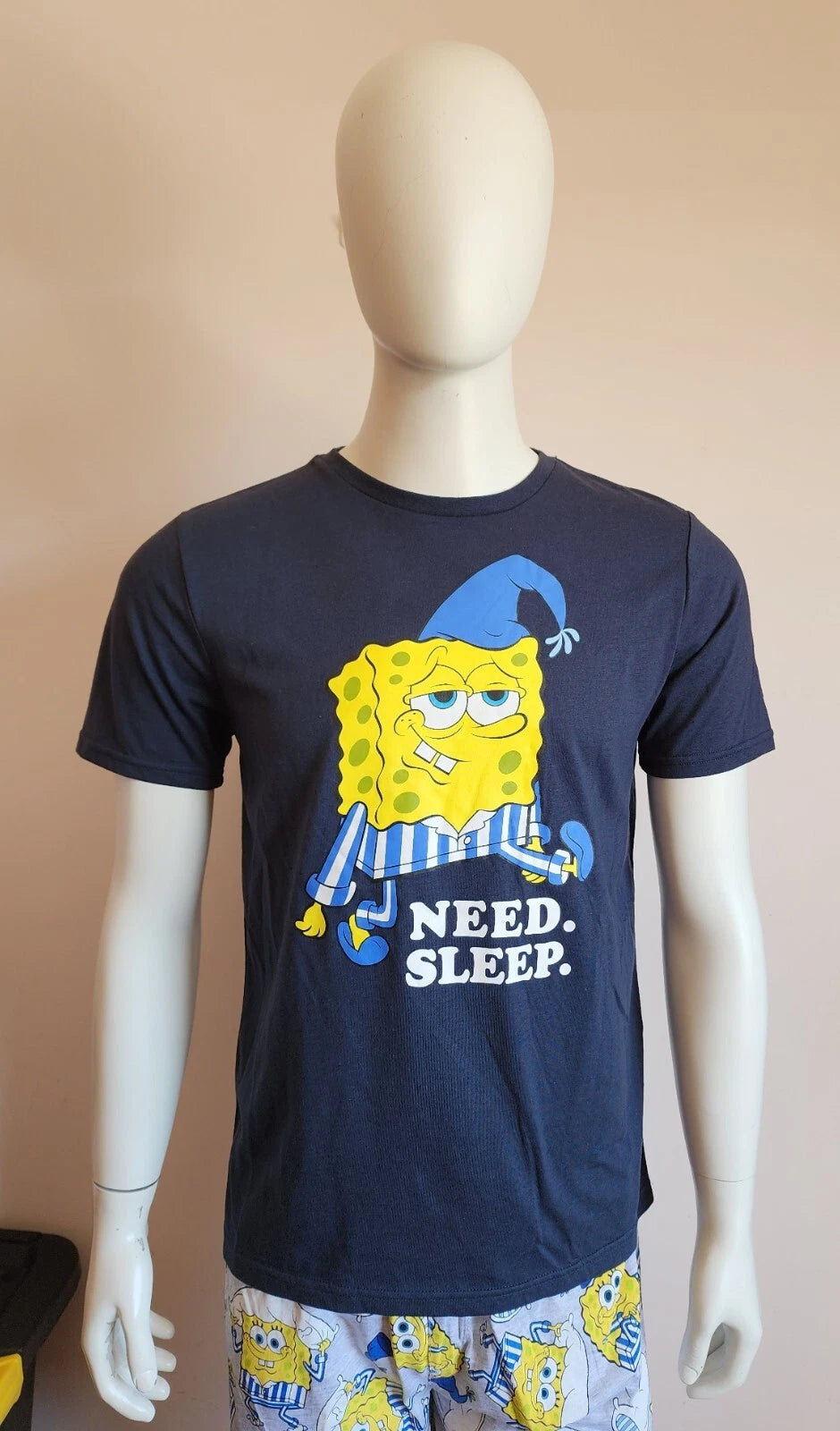 SpongeBob SquarePants Mens Need Sleep Printed 2 Piece Pyjama Set Size XL New
