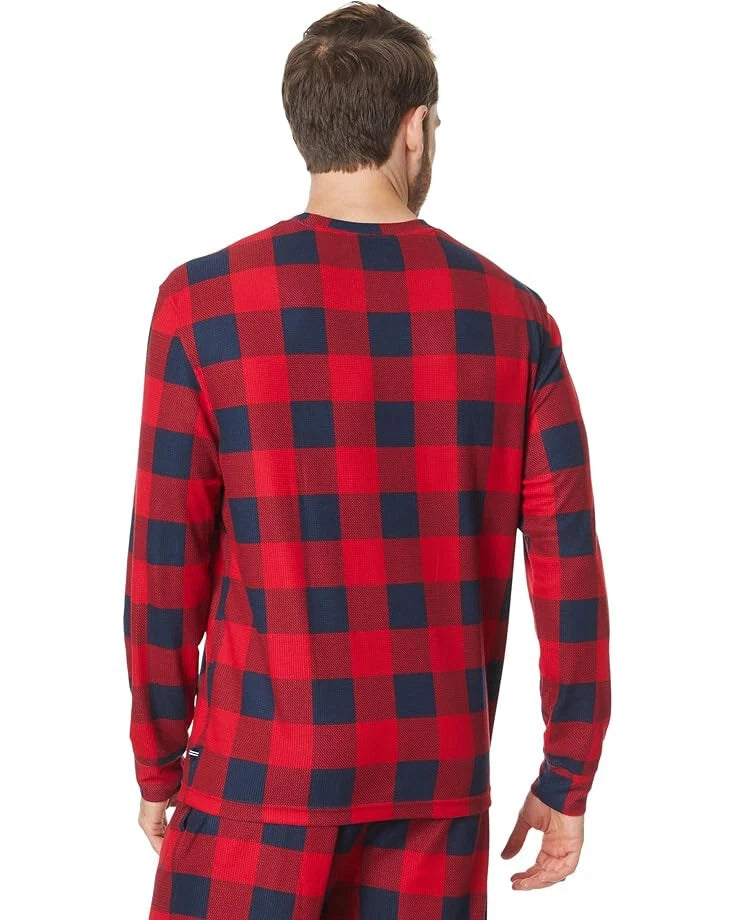 Nautica Men's Waffle Buffalo Plaid Pajama Pants Set, Nautica Red, XL
