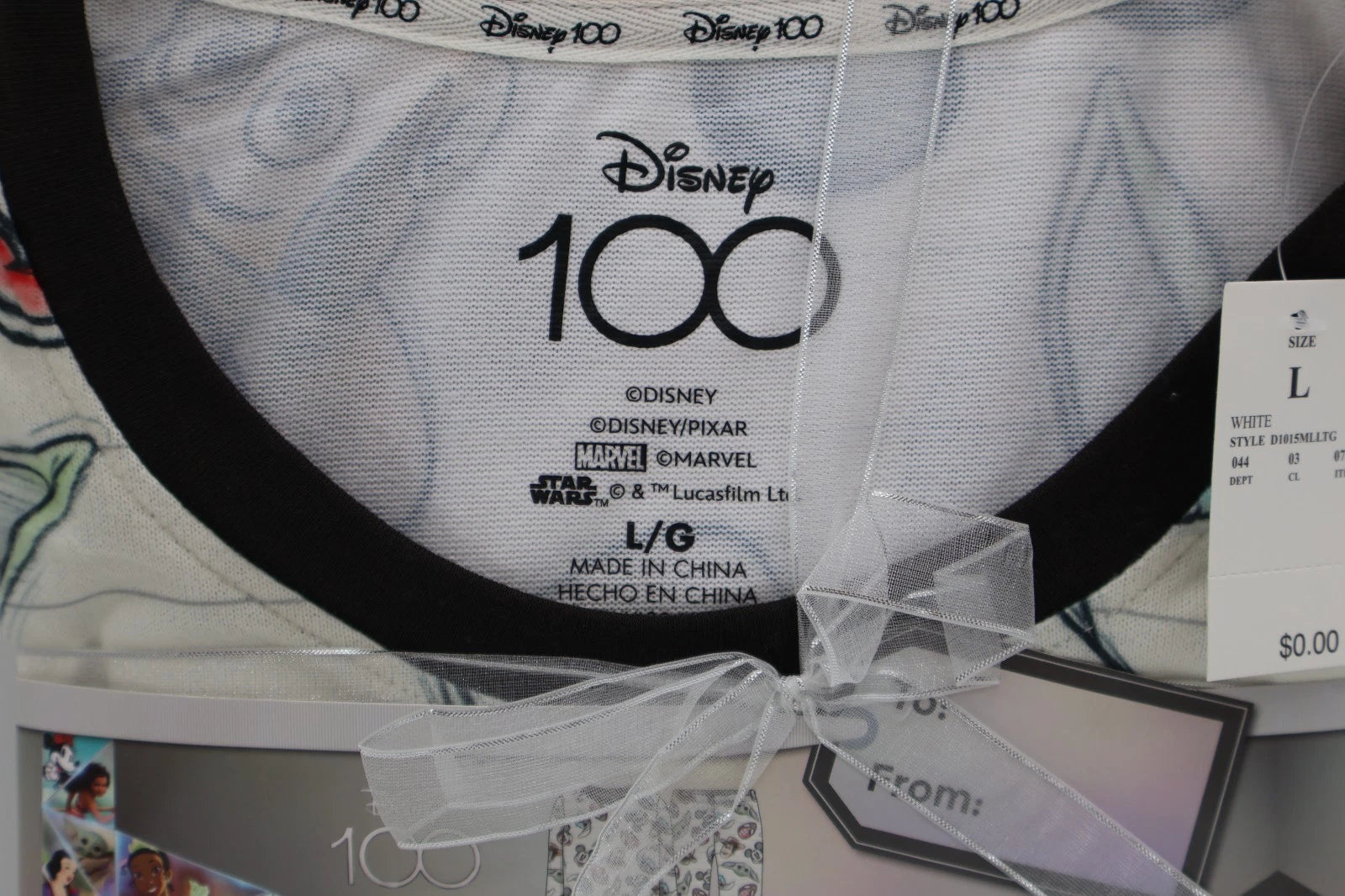 Men's Disney 100 Character Mash Up 2pc Matching Family Pajama Set - White Large