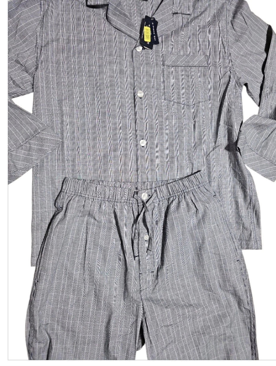 NWT SZ M Roundtree & Yorke Mens Sleepwear 2 Pc Long Sleeve & Pant W/ Pockets/ZZ