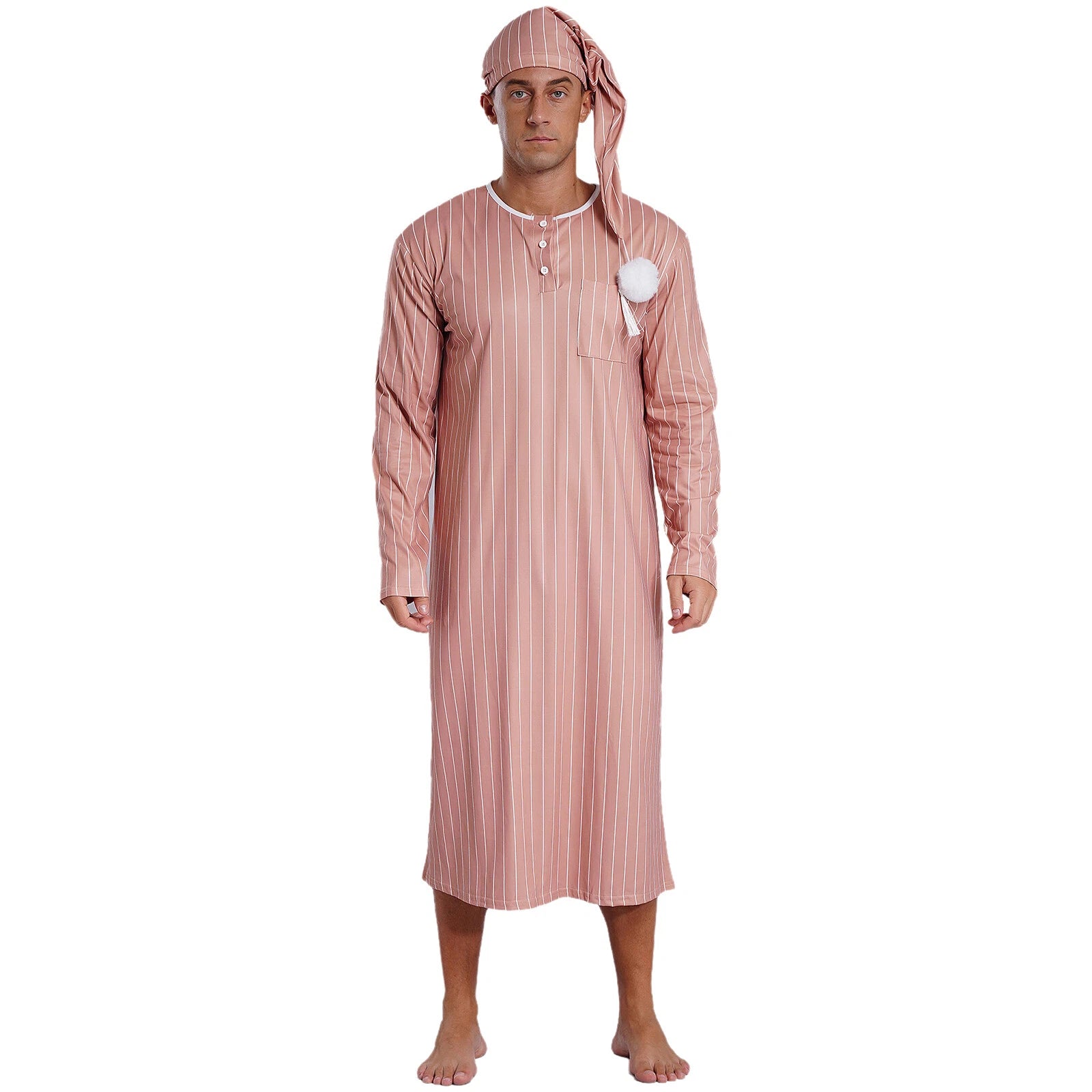 Mens Nightgowns Saudi Nightwear Plaid Pajamas Nightshirt Loungewear Sleeping Up