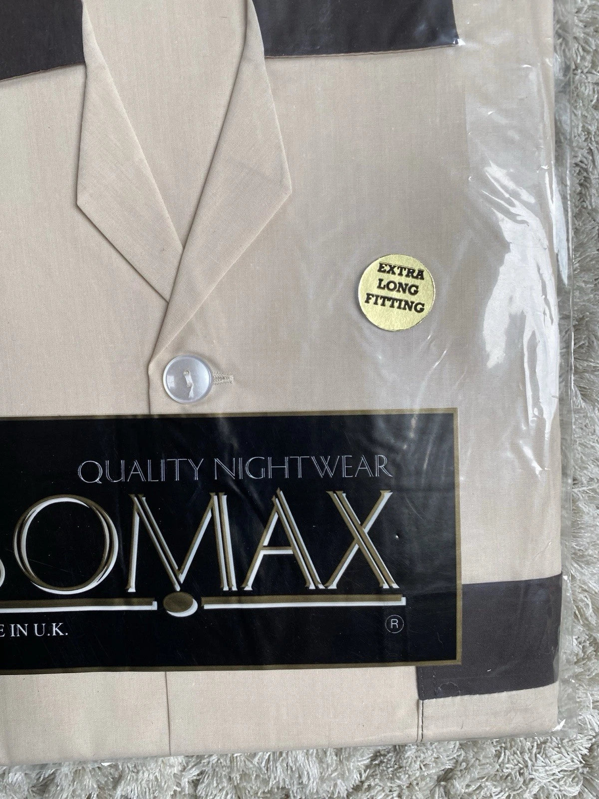 Somax Retro Style Men's Extra Long Fitting Pyjama Set Cream & Brown - Medium