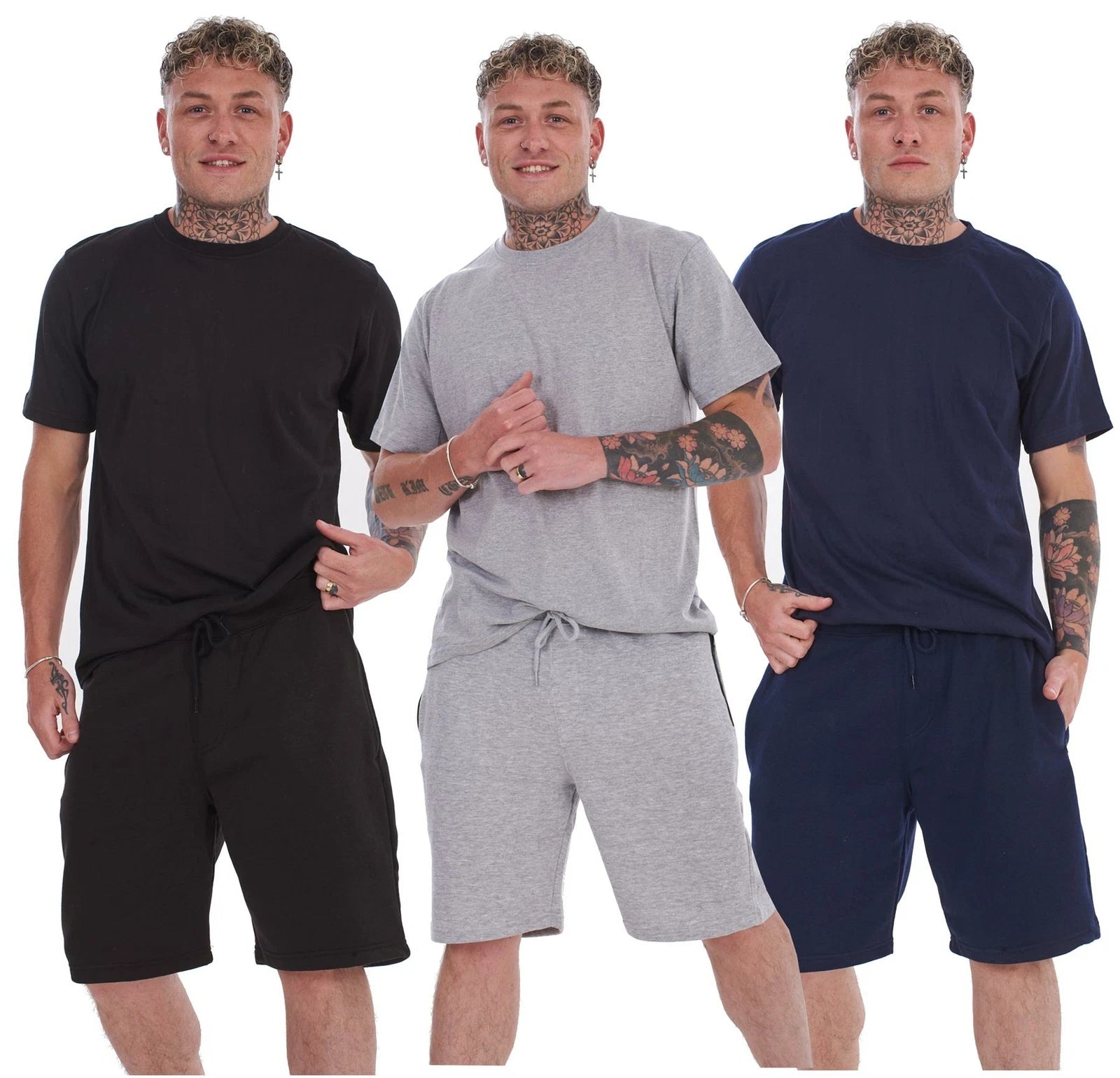 Mens T-Shirt & Shorts Set Summer Lounge Gym Outfit 2 Piece Tracksuit S-XL