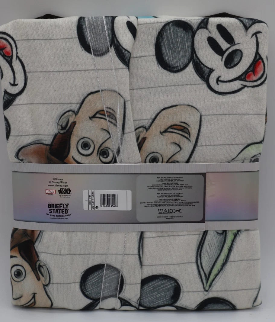 Men's Disney 100 Character Mash Up 2pc Matching Family Pajama Set - White Large