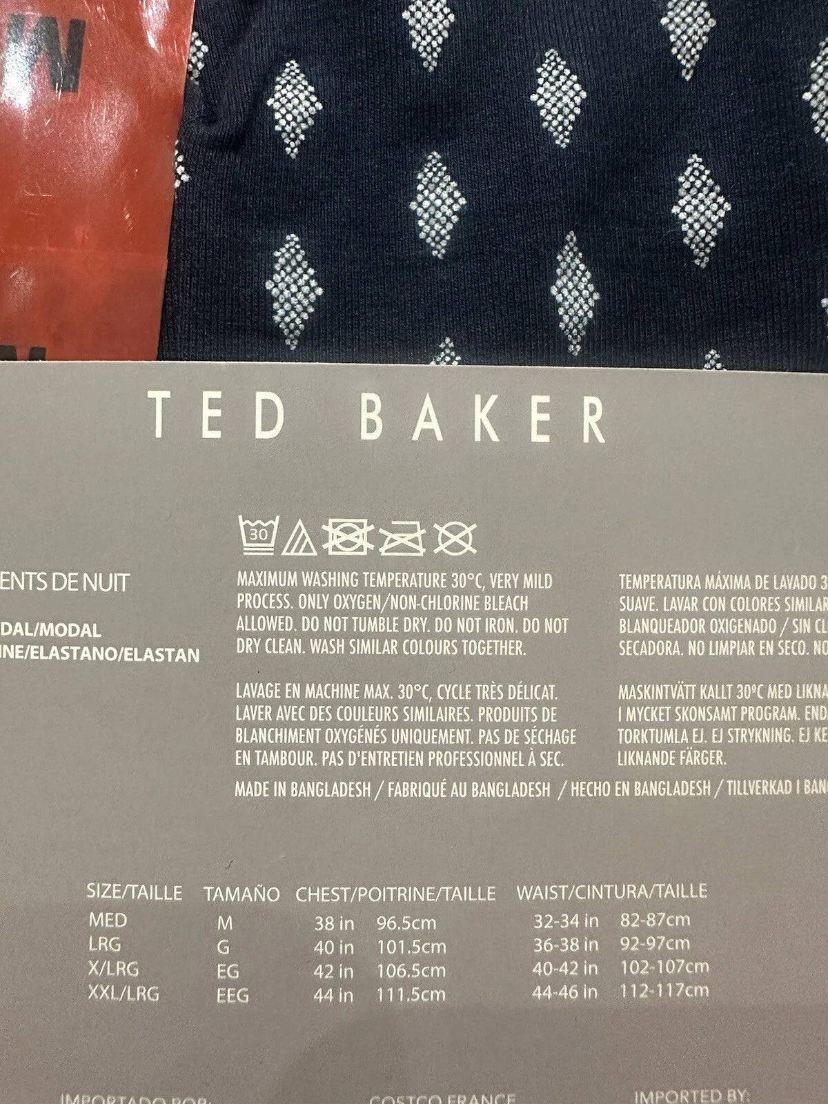 Ted Baker Mens Medium Long Sleeve 2 Piece / Sleepwear / Pyjama Set Grey & Blue