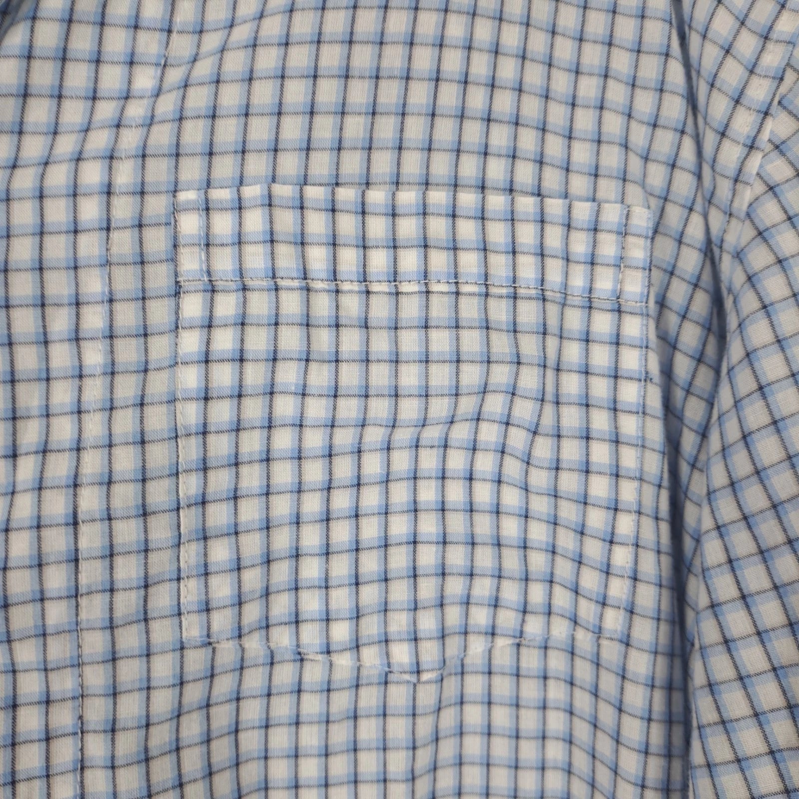 Geoffrey Beene Pajama Set XL Blue Plaid Button Long Sleeve Altered Short   *READ