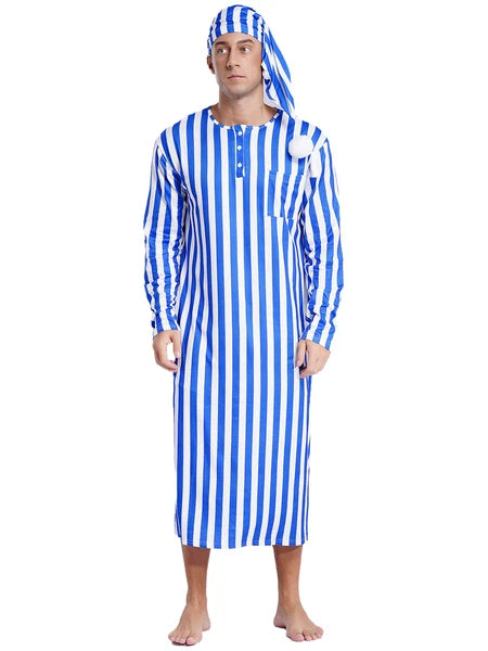 Mens Nightgowns Saudi Nightwear Plaid Pajamas Nightshirt Loungewear Sleeping Up