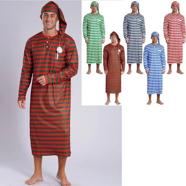 Mens Robe + Hat Set Raves Nightwear Christmas Bathrobe Sissy Home Dress-