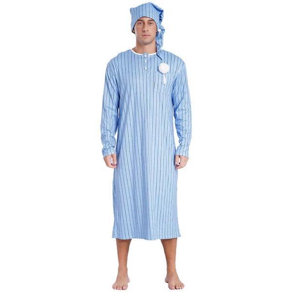 Mens Nightgowns Arabian Pajamas Striped Nightwear Loose Fit Up Cosplay Costume