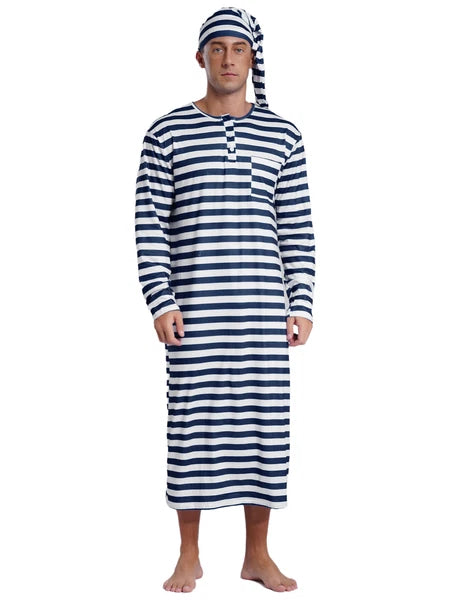 Mens Robe + Hat Set Raves Nightwear Christmas Bathrobe Sissy Home Dress-