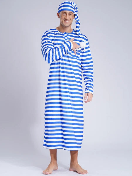 Mens Robe + Hat Set Raves Nightwear Christmas Bathrobe Sissy Home Dress-