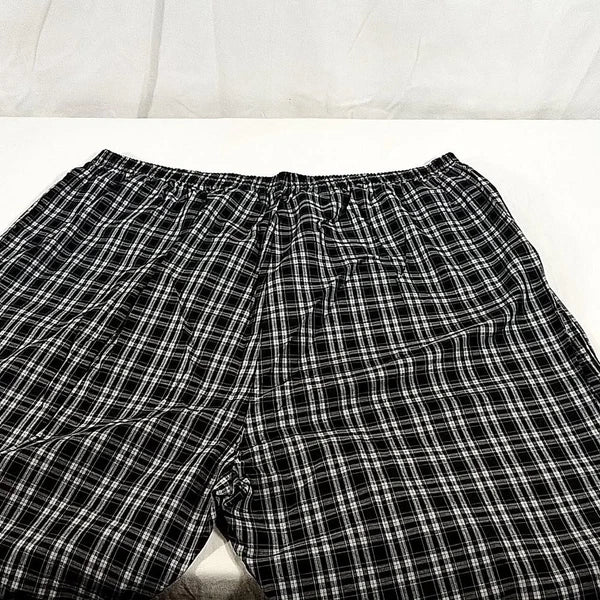 Men's Hanes Broadcloth Long Sleeve Pajama Set - Black Plaid - Various Szs - NWT