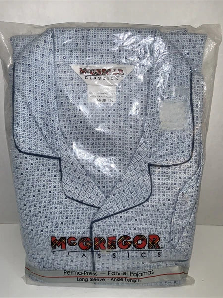 Vintage McGregor Classics Pajama PJ Set Mens M Blue Long Sleeve Shirt Pants