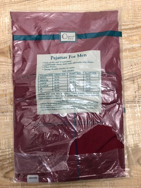 VTG Crescent Bay Men's Pajamas 2 Piece Red Size M Short Sleeve Knee High NIB