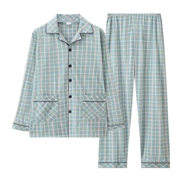 Men's Pajama Set, Long Sleeve Cotton Top + Pants Breathable Cozy Loungewear