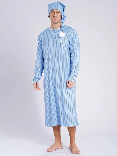 Mens Nightgowns Arabian Pajamas Striped Nightwear Loose Fit Up Cosplay Costume