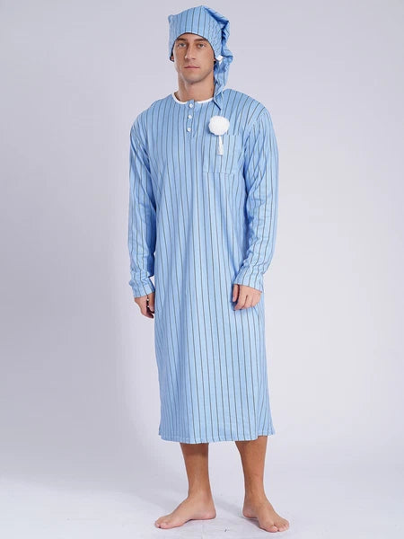 Mens Nightgowns Saudi Nightwear Plaid Pajamas Nightshirt Loungewear Sleeping Up