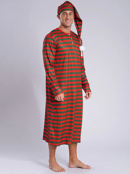 Mens Robe + Hat Set Raves Nightwear Christmas Bathrobe Sissy Home Dress-