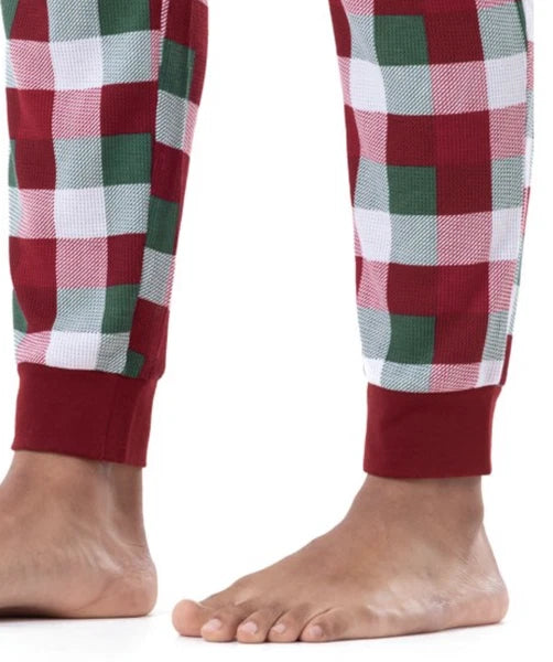 Men's XL Red Green White Holiday Plaid 2 Pc Thermal Pajama Sleep Set NWT