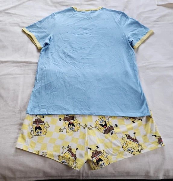 Spongebob Squarepants Mens Whats Poppin Printed 2 Piece Pyjama Set Size XL New
