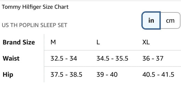 Tommy Hilfiger Poplin Sleep Set Size Large