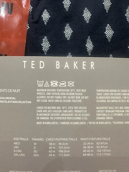 Ted Baker Mens Medium Long Sleeve 2 Piece / Sleepwear / Pyjama Set Grey & Blue